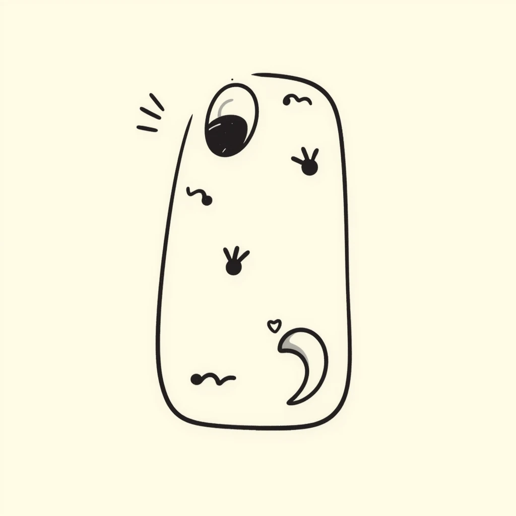 hand-drawn doodle of an iPhone mobile cover, beige color, aesthetic vibe emoji