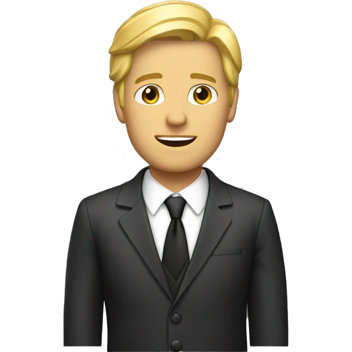 A  golden-haired  adult  male  dressed  in  a  suit. emoji