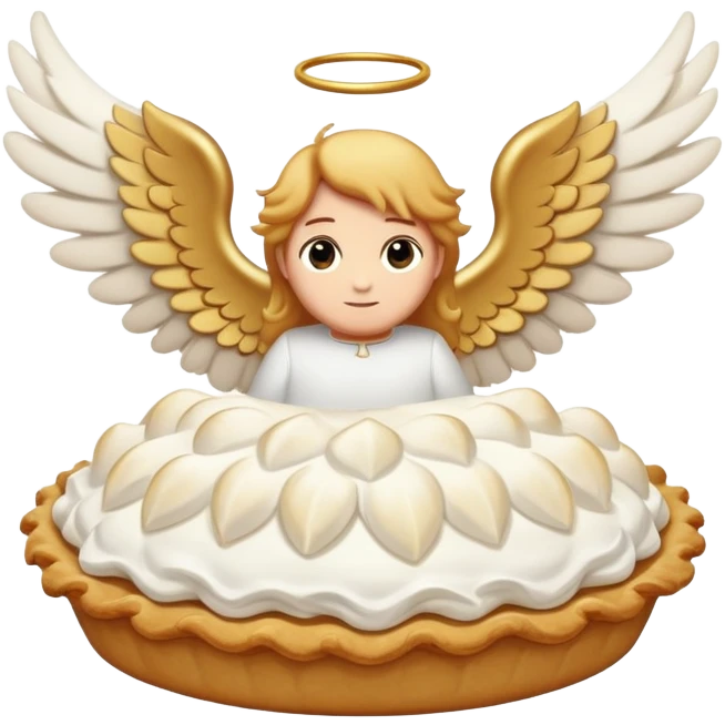 a cream pie flying with angel wings emoji