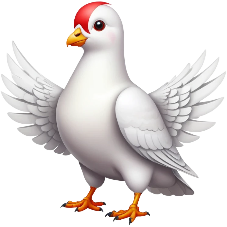 white pigeon wearing Flash costume emoji
