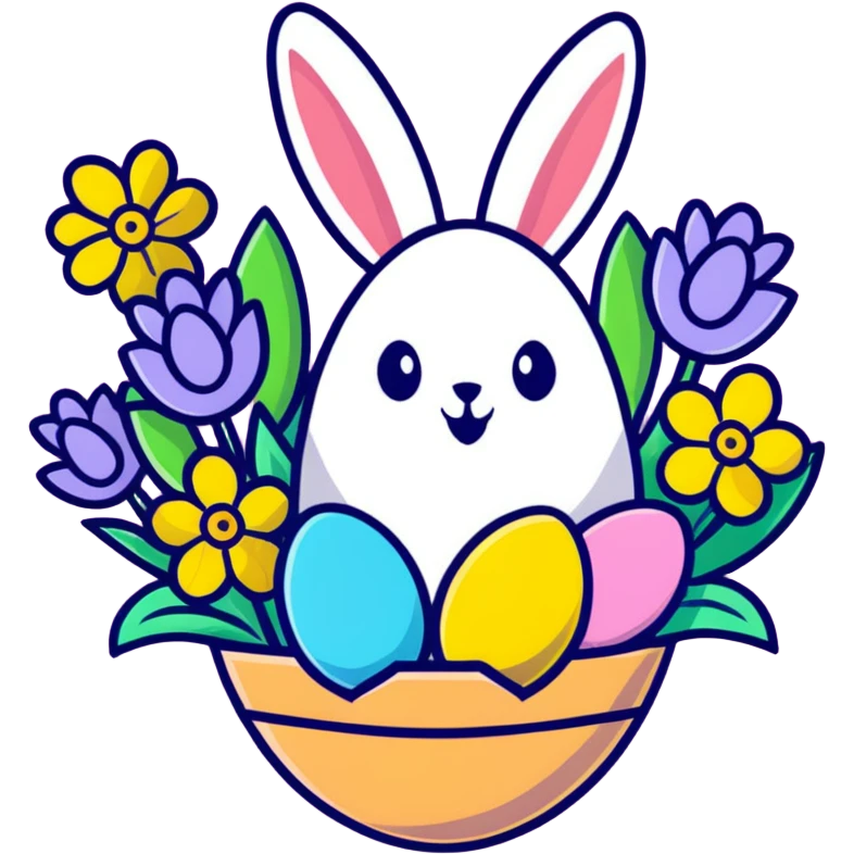 Easter bouquet with spring flowers and Easter egg emoji