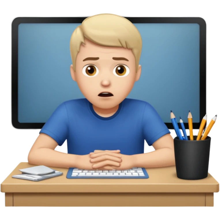 A white man sits at his desk in shock. emoji