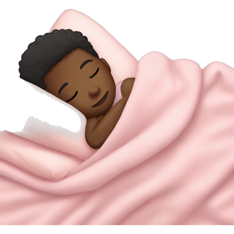 Black boy sleeping with pastel pink blanket emoji