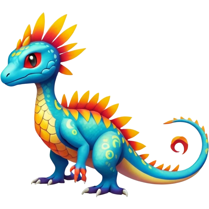 exotic tropical fantasy-creature-Fakémon-Pokémon, full body, with markings emoji