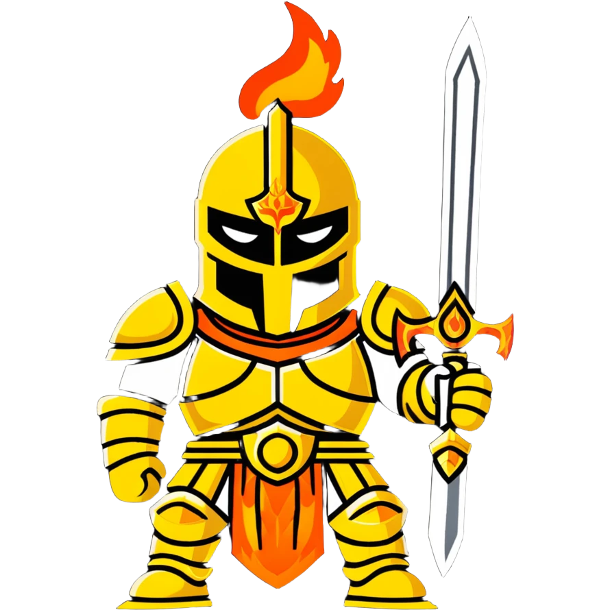 Emperor of Mankind from Warhammer 40K with golden armor and a large flaming sword emoji
