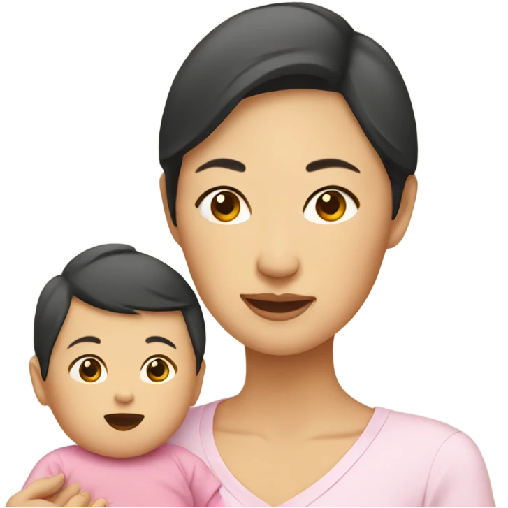Asian mom with infant emoji