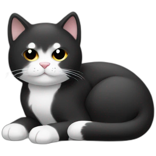 black and white sleepy cat emoji