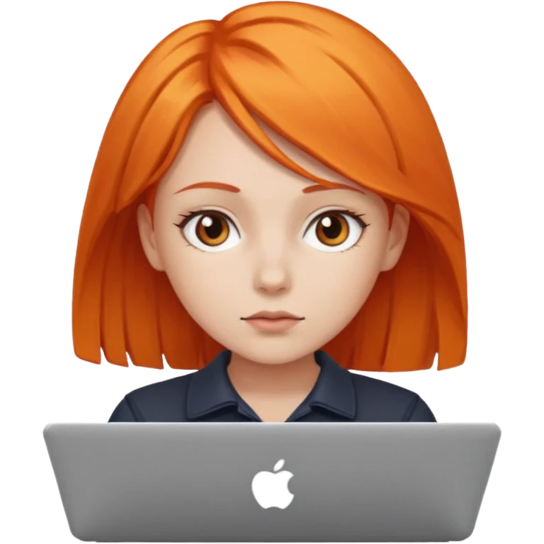a girl who has a orange hair is using a laptop emoji