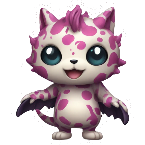 an edgy cute kawaii vernid-fionbri with splash patterns full body emoji