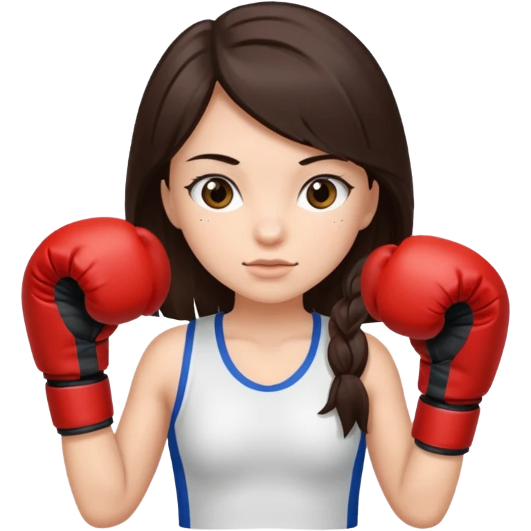 An girl with long dark brown hair in boxing gloves emoji