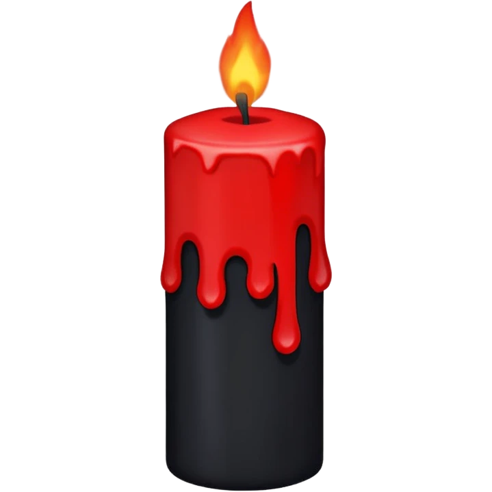 iOS sticker, dark candle, black wax, red flame, minimal emoji