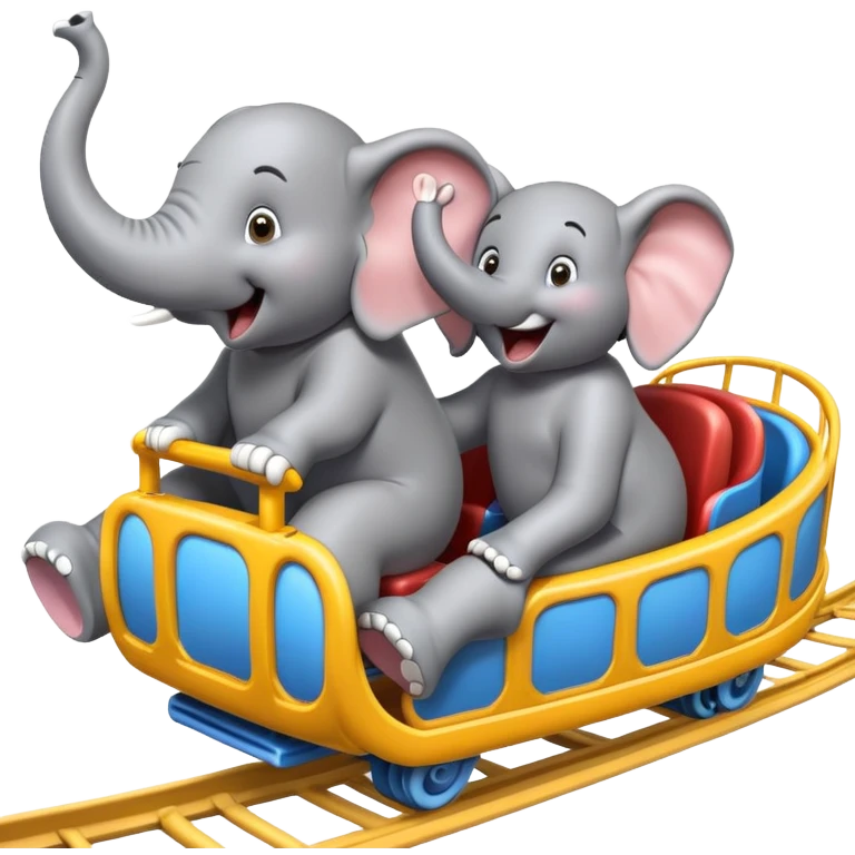 An male elephant and a female elephant is riding on a roller coaster  emoji