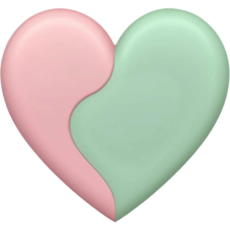 A half pastel green half pastel pink heart emoji