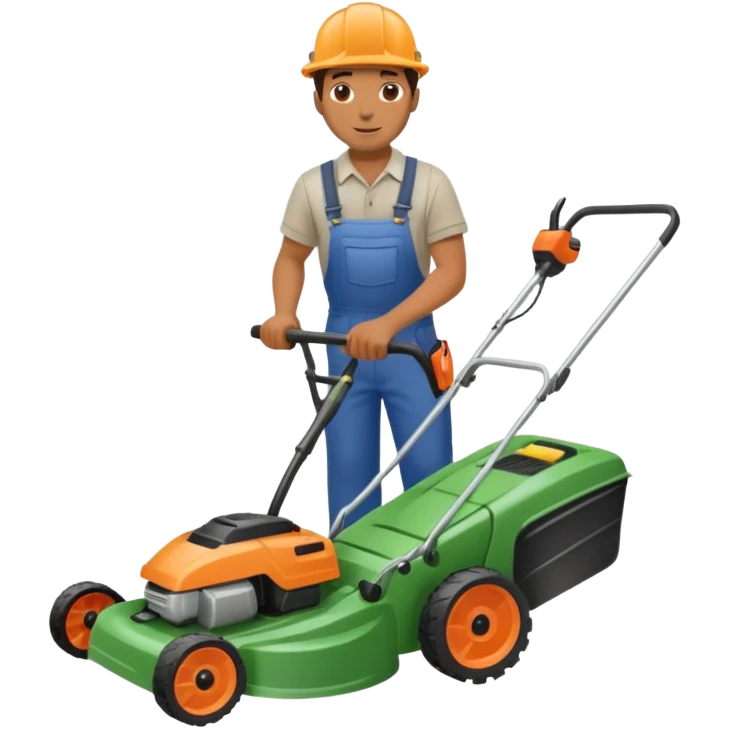 Maintenance worker
with lawnmower, full body emoji