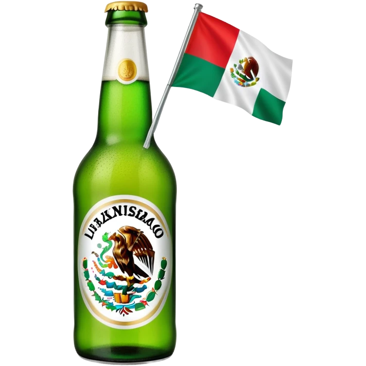Beer bottle with lime wedge and Mexican flag colors emoji
