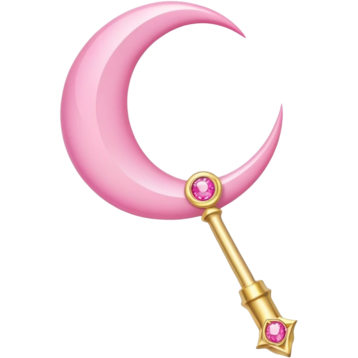 Sailor Moon's Crescent Moon Stick, a pink wand with a gold crescent moon on top and a pink gem in the center emoji
