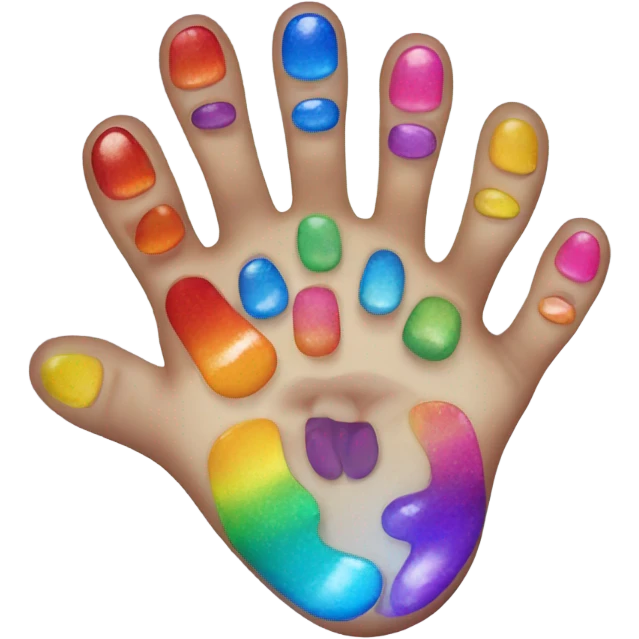 Foot with eight toes and rainbow nail polish emoji