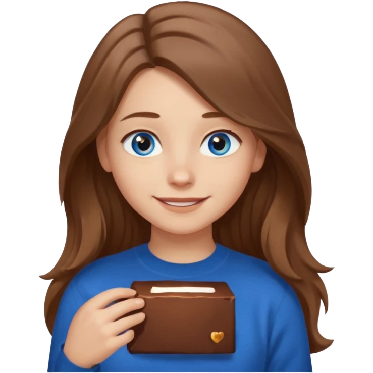 ЗГЕНЕРУЙ ОБЛИЧЧЯ ДІВЧИНИ З СВІТЛИМ, ТРОХИ ХВИЛЯСТИМ ВОЛОССЯМ, ОДЯГНЕНУ В ШОКОЛАДНИЙ СВІТШОТ, ПІД НИЗОМ ВИДНО  БІЛУ ФУТБОЛКУ. В НЕЇ ГОЛУБІ ОЧІ ТА ДОВГЕ ВОЛОССЯ, ВОНА УСМІХНЕНА emoji