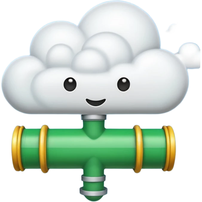 cloud with a pipeline and checkmarks, representing automated build and deployment emoji