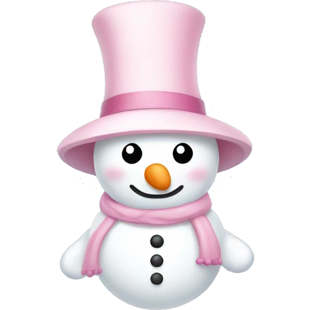 Cute white and light pink snowman emoji