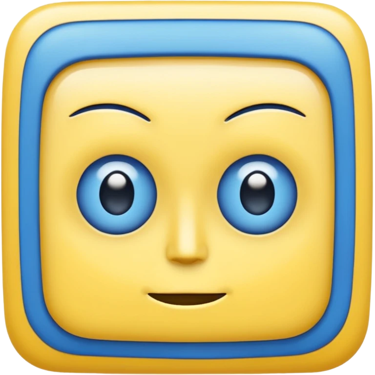 square with yellow body and square blue face square eyes and square mouth emoji