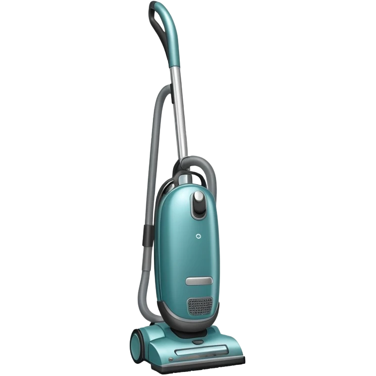 Closeup of dusty Teal tilted upright vacuum cleaner  emoji