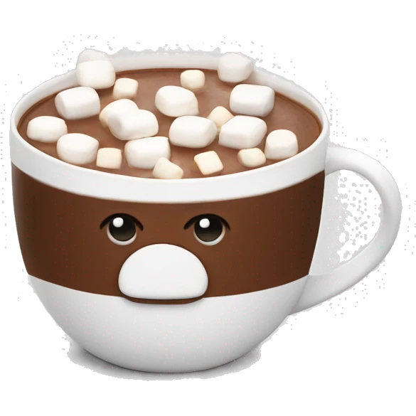 hot chocolate in a white mug with marshmallows on top emoji