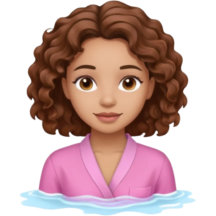 lightskin girl having a spa day with and pink shirt and brown wavy hair  emoji
