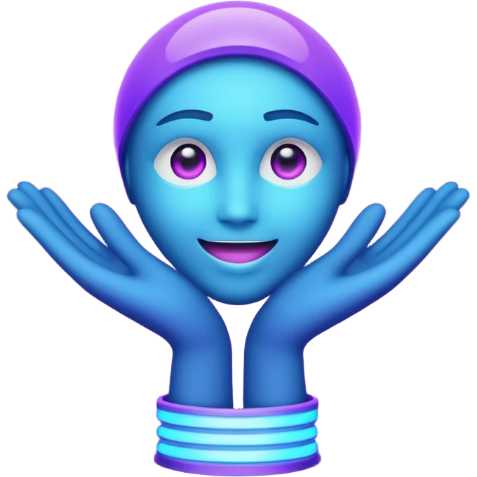 Futuristic glowing applause, purple and blue glow, dark background emoji