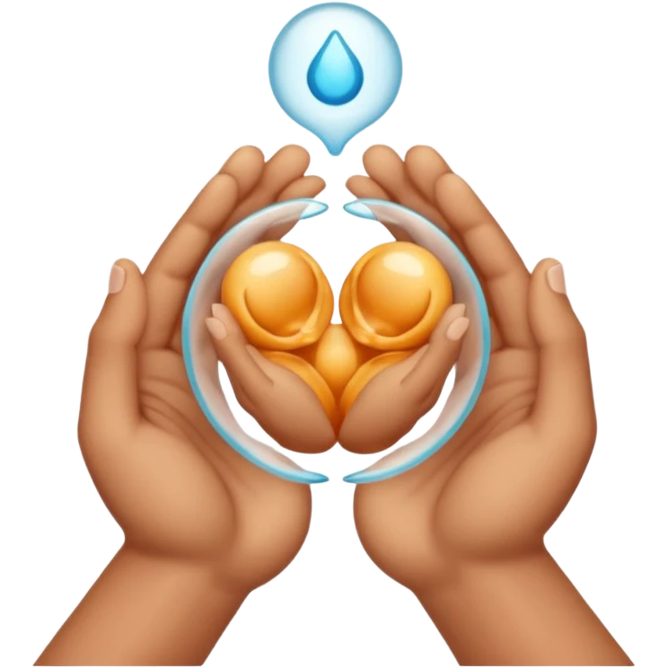 two hands gently holding an embryo symbol emoji