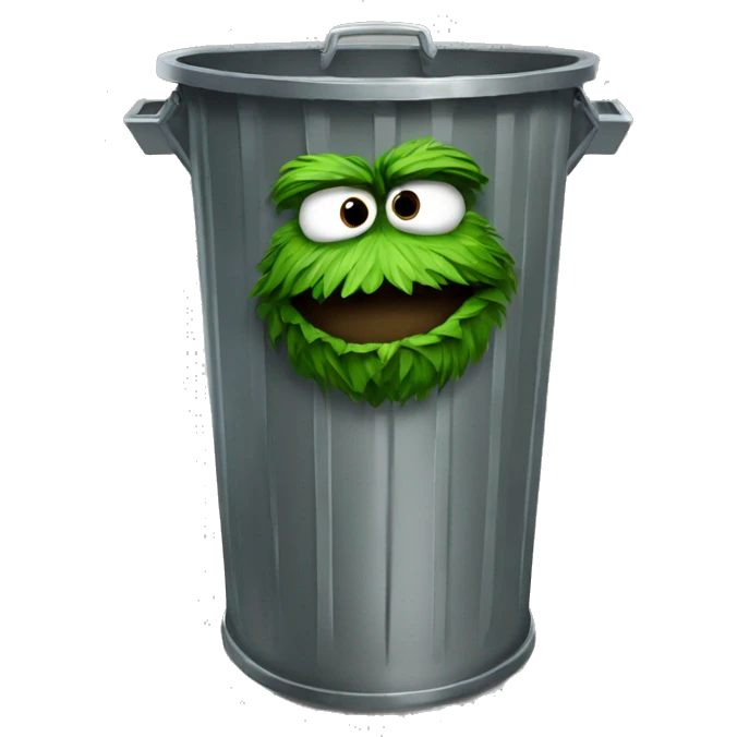 oscar the grouch inside metal trash can emoji