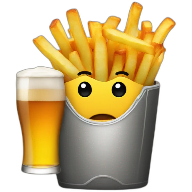 fries drinking beer emoji