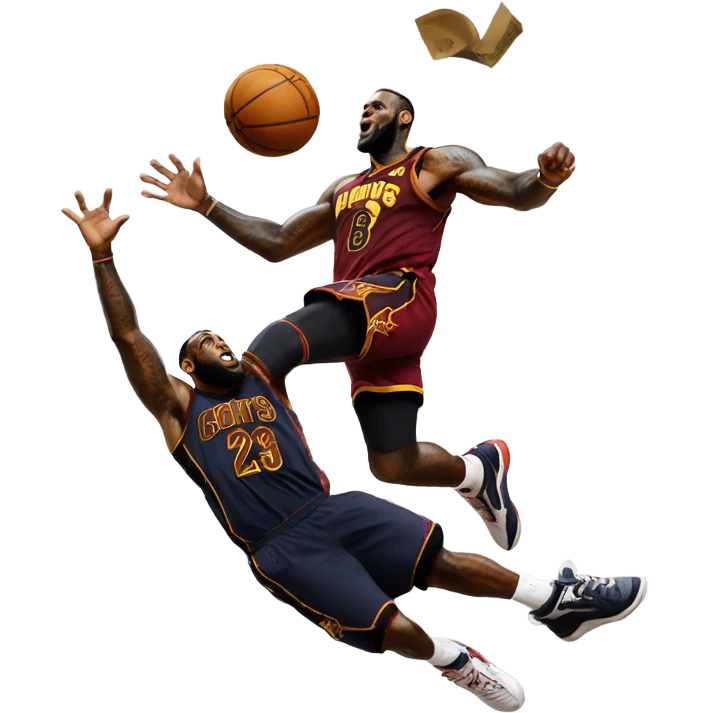 LeBron James dunking on a blond guy emoji