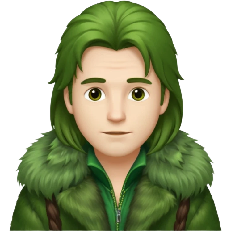 male in green fur coat  emoji