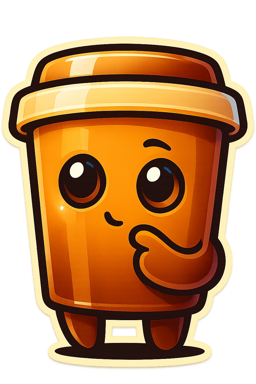 Tall coffee cup, pondering, thinking emoji