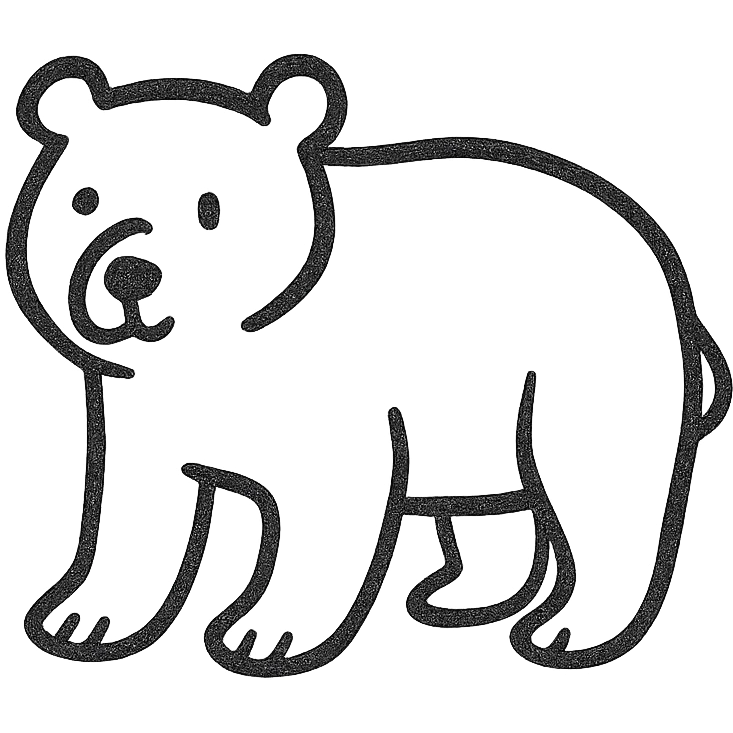 A bear in hand drawn icon with no fill emoji