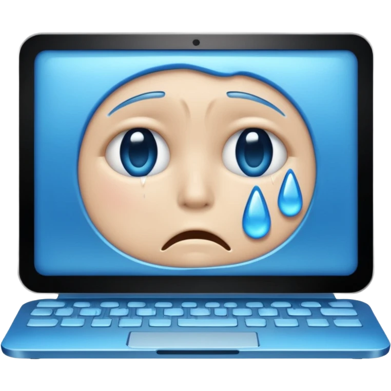 a computer crying, blue tears  emoji