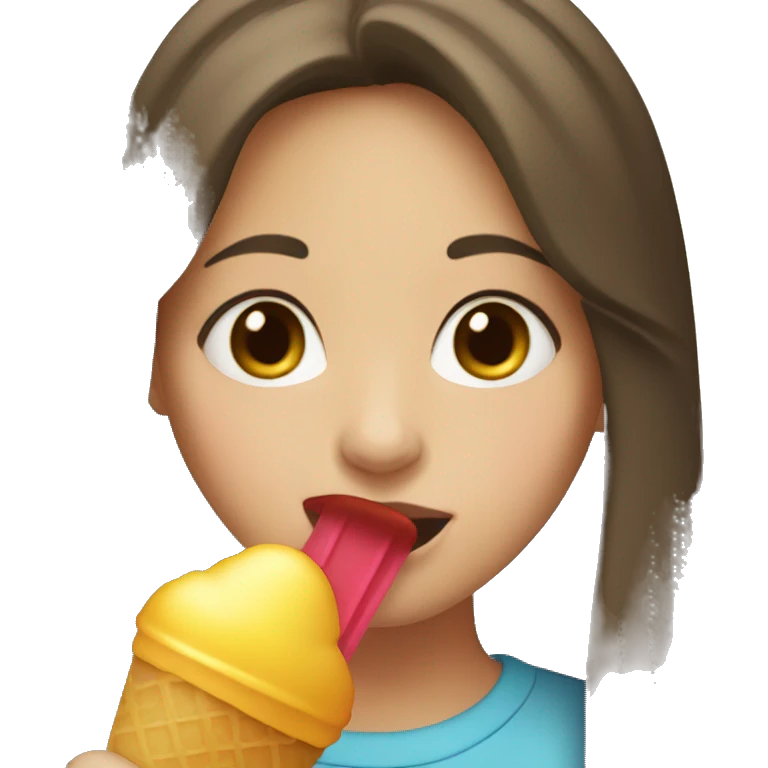 Girl with brown hair licking an ice lolly  emoji