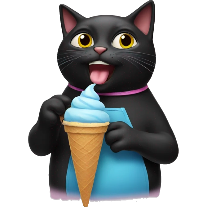 Black cat eating ice cream emoji