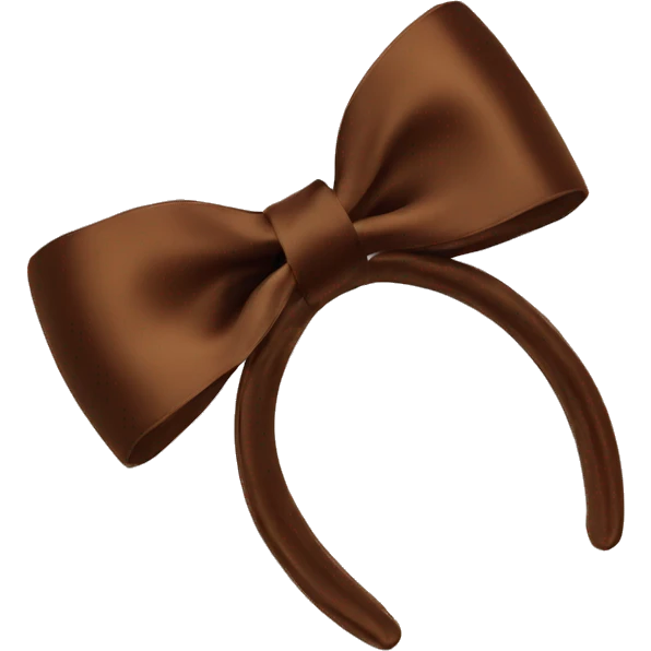 Brown satin bow shape hair claw clip emoji