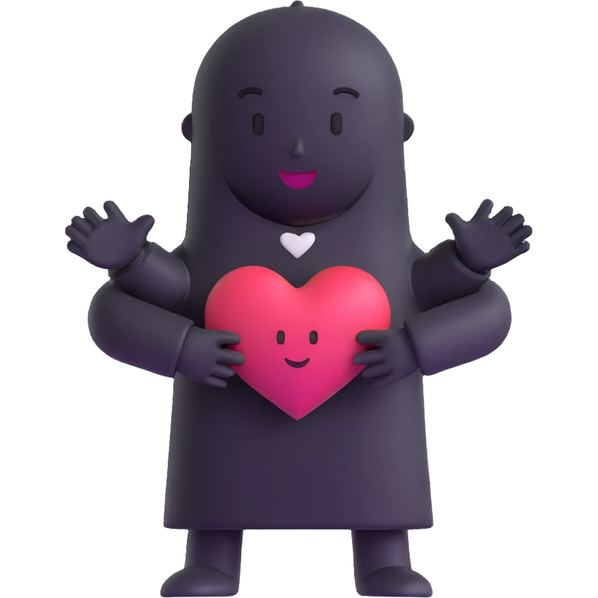 Book character with heart eyes reaching out to hug reader emoji