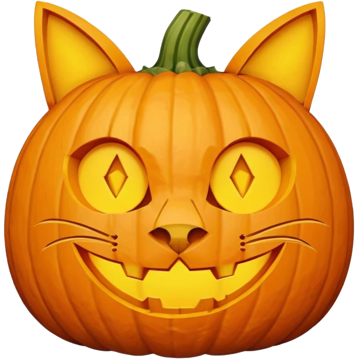 a pumpkin carved as a cat emoji