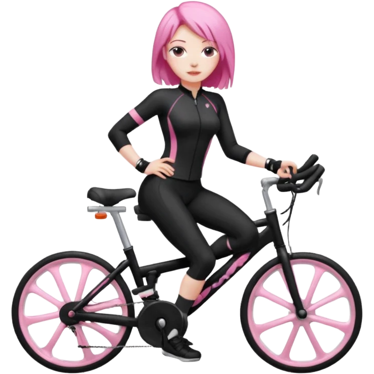 Bicycles Ergonomic bicycle of gym: seated white woman with hair black clothes pink emoji