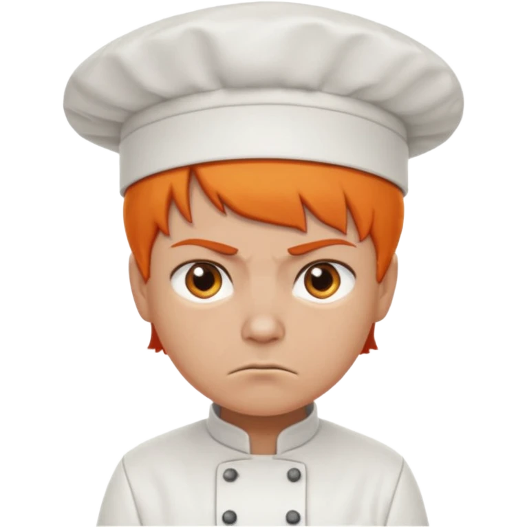 Short orange hair, angry, wearing chef uniform and chef hat emoji