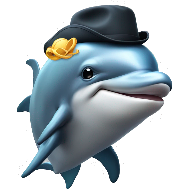 Dolphin with a hat emoji