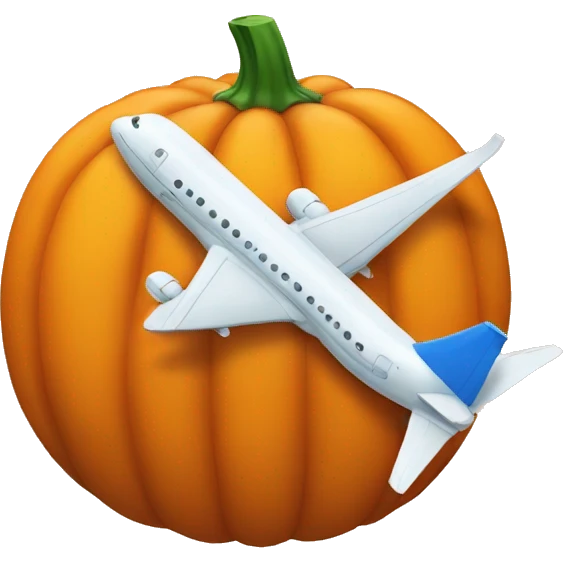 Plane shaped like a pumpkin emoji