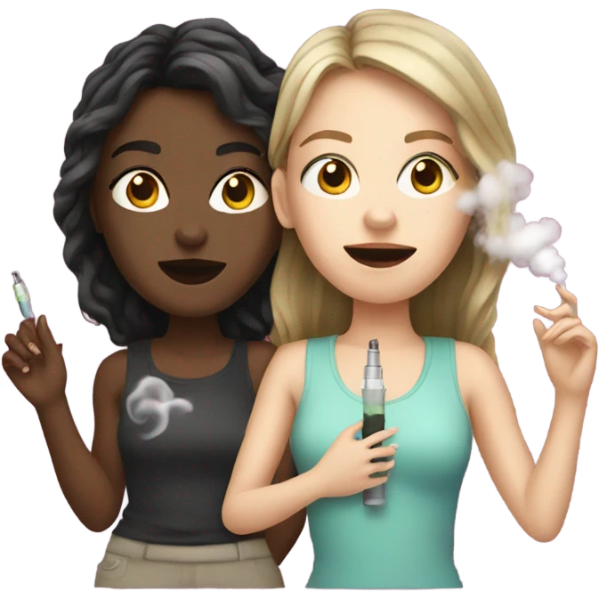 two white girls with a vape emoji