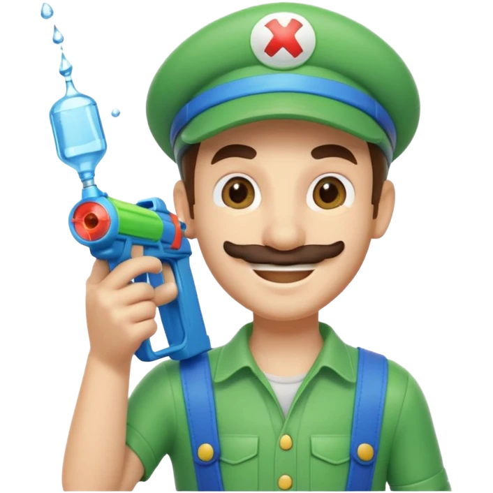 Luigi with a water gun emoji