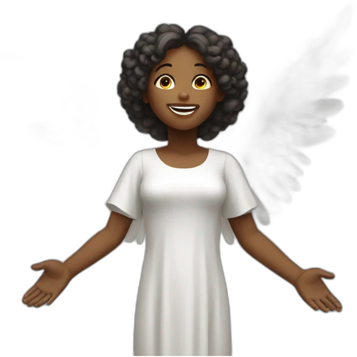 Female black angel praising God in heaven emoji