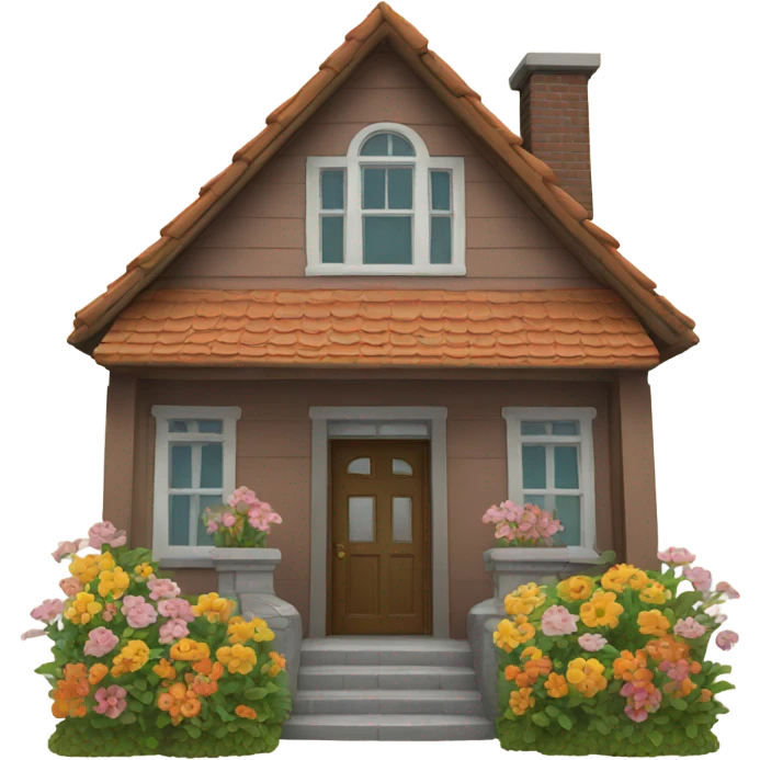 House with flowers in front  emoji